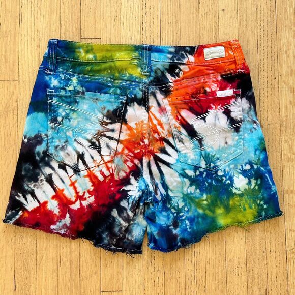 Seven 7 For All Mankind Shorts Tie Dye Denim BOHO Festival size 4 30" - Picture 4 of 6